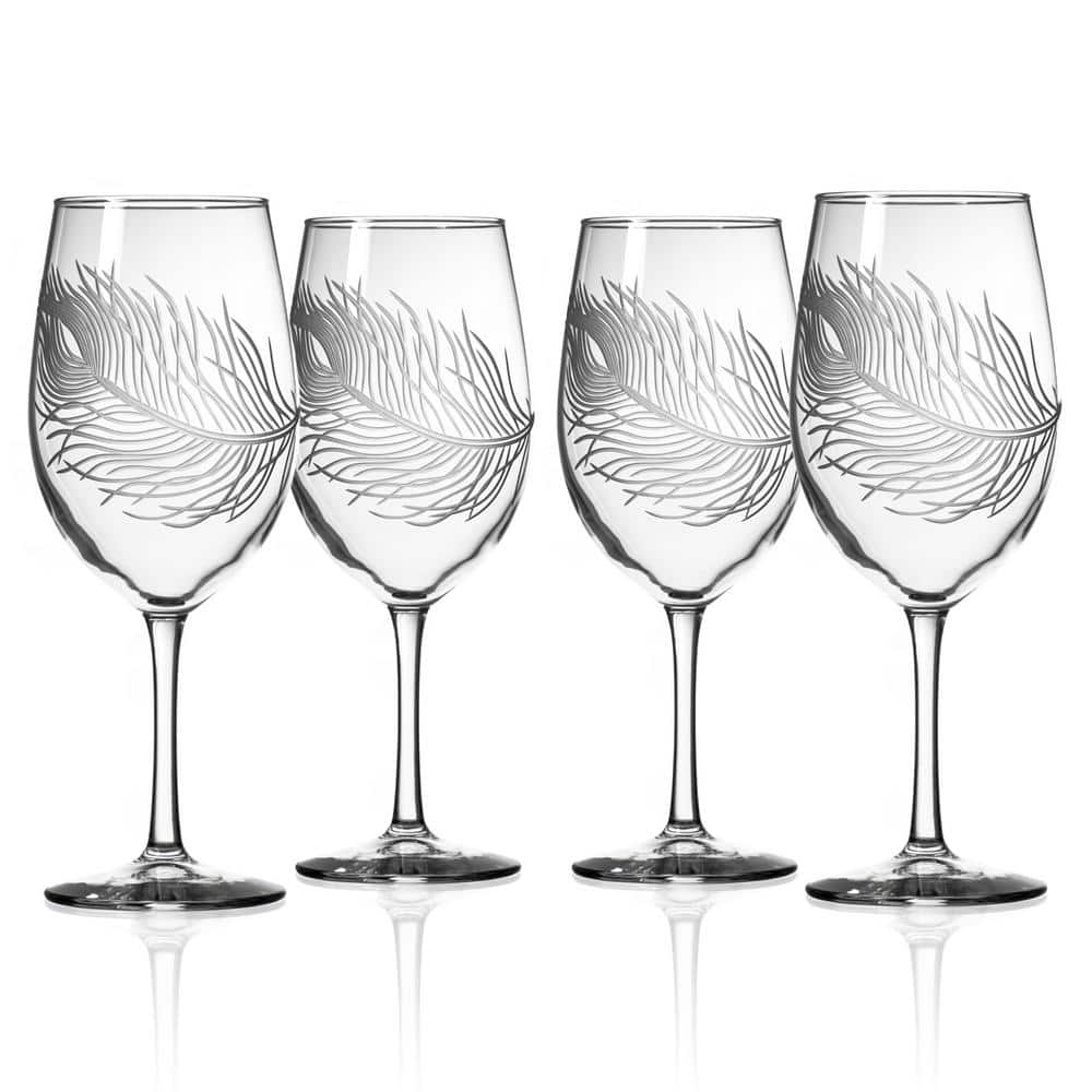 Peacock 18 oz. All Purpose Wine Glasses – Set of 4 - Hercitys