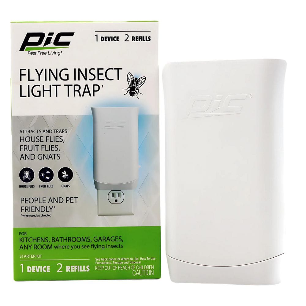 Plug-In Flying Insect Trap for Indoor, Attracts and Traps Flies, Fruit Flies, Gnats-Starter Kit: 1 Base plus 2 Cartridge - Hercitys