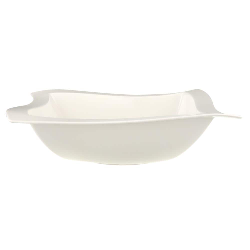 New Wave White Porcelain 13 in. Square Salad Bowl - Hercitys