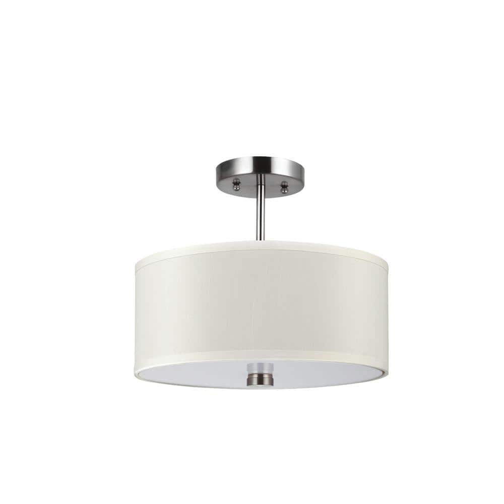 Dayna Shade Pendants 2-Light Brushed Nickel Semi-Flush Mount Convertible Pendant - Hercitys