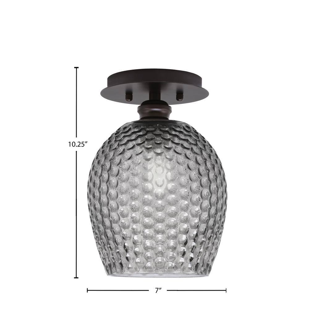Albany 1-Light 7 in. Espresso Semi-Flush with 5 Smoke Textured Glass Shade - Hercitys