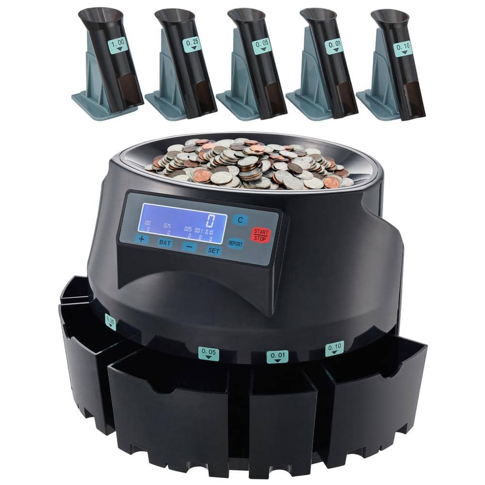 USD Coin Counter and Coin Sorters with LCD Display, Coin Sorter Machine for USD Coin 1￠ 5￠ 10￠ 25￠ $1, 300 Coins/min - Hercitys