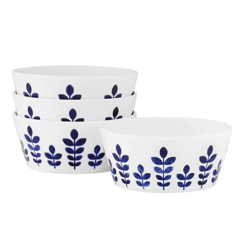 Sandefjord 5.5 in., 15 fl. oz. (Blue) Porcelain Fruit Bowls, (Set of 4) - Hercitys