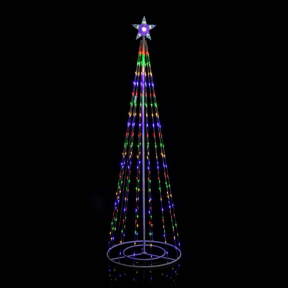 86 in. H Indoor Artificial Christmas Tree with Multi-Colored Lights and Star Topper - Hercitys