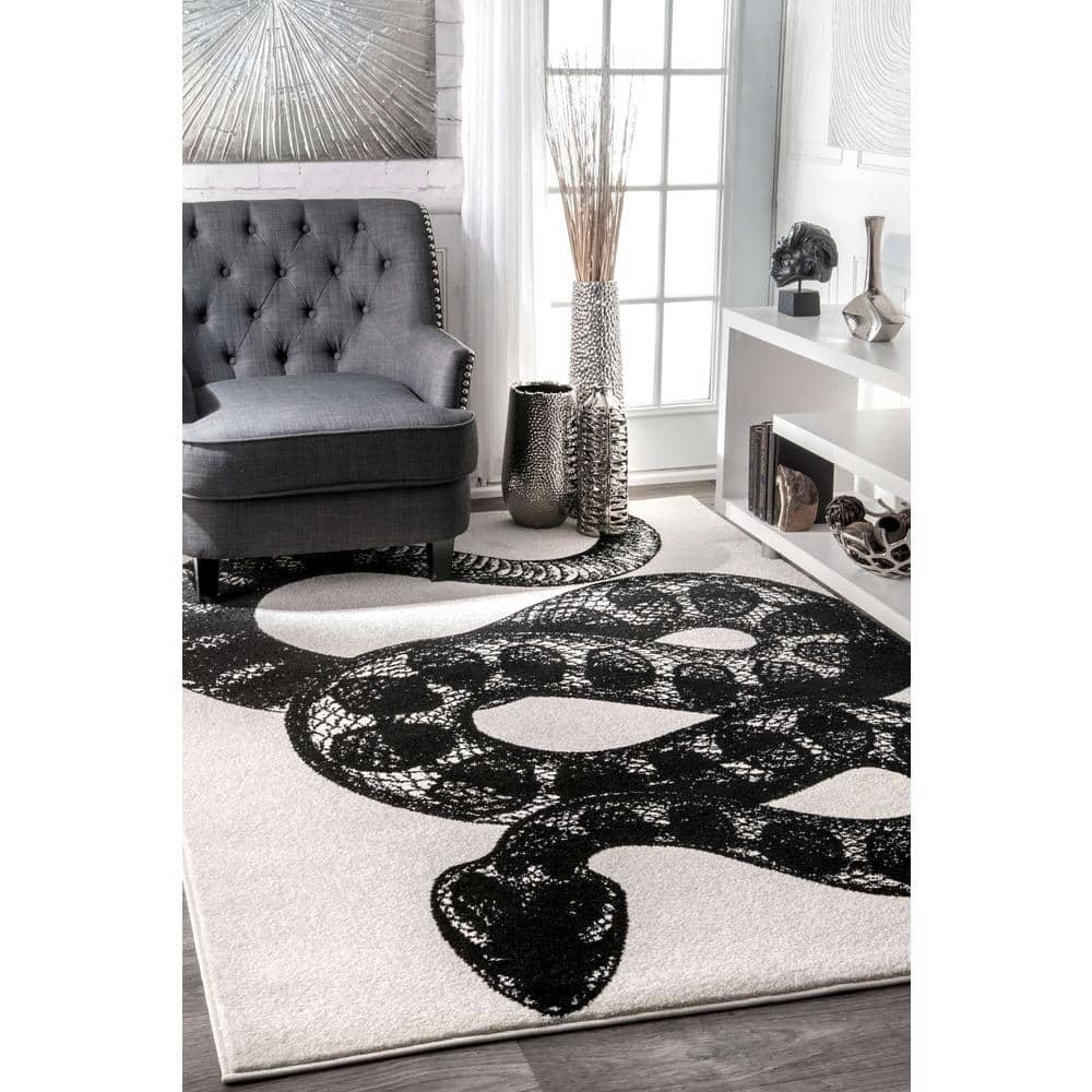 Thomas Paul Serpent Black & White 9 ft. x 12 ft. Area Rug - Hercitys