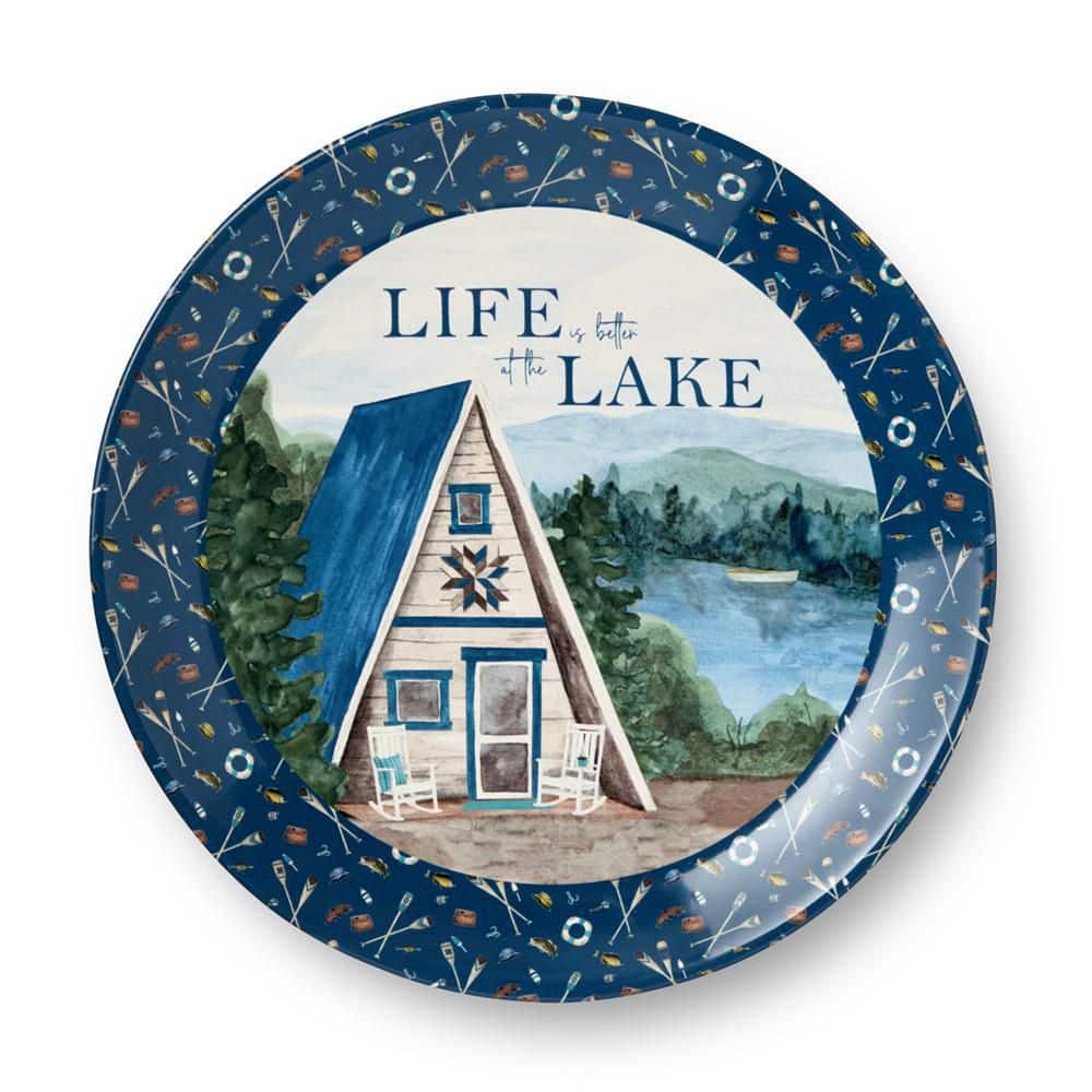 Wake At The Lake 13 in. Multi-Colored Ceramic Platter - Hercitys
