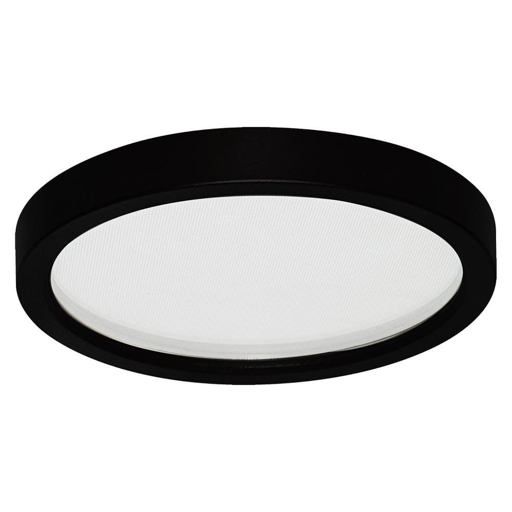 Round Slim Disk 7 in. Black Round Fixture 3000K Warm White New Construction Recessed Integrated Led Trim Kit - Hercitys