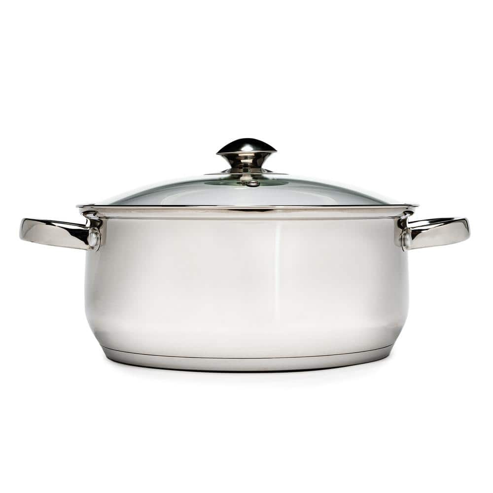 Pure Intentions 5 qt. Round Stainless Steel Dutch Oven in Polished Stainless Steel with Glass Lid - Hercitys
