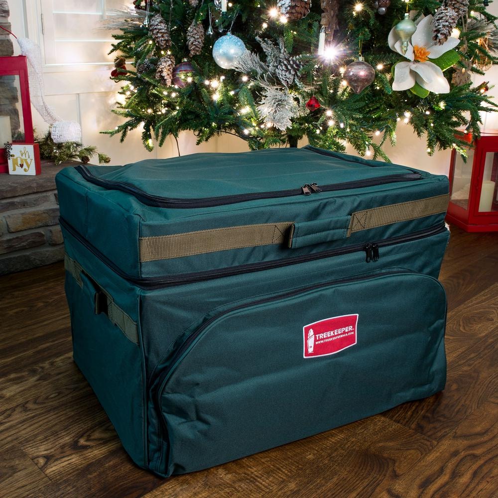 Premium (4 in.) Christmas Ornament Storage Box with Extra Top Pocket Figurine Storage (72 Ornaments) - Hercitys