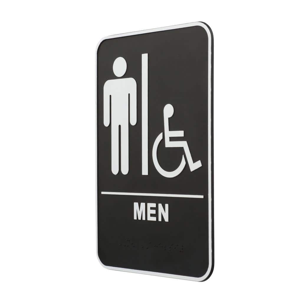 6 in. x 9 in. Men with Handicap Accessible Symbol Acrylic Restroom Sign with Braille - Hercitys