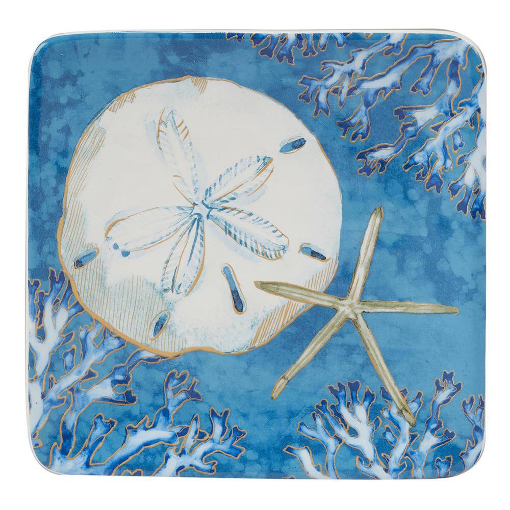 Playa Shells 6 in. Multicolored Canape Plates (Set of 4) - Hercitys