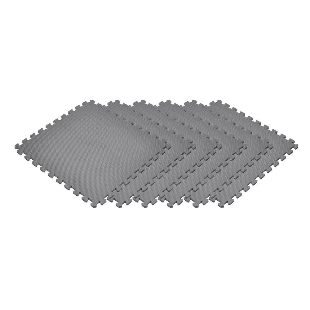 Gray 24 in. x 24 in. EVA Foam Non-Toxic Solid Color Interlocking Tiles (96 sq. ft. – 24 tiles) - Hercitys