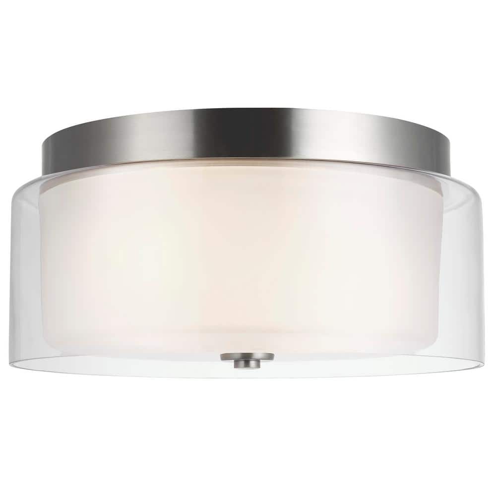 Elmwood Park 14 in. 2-Light Brushed Nickel Flush Mount - Hercitys