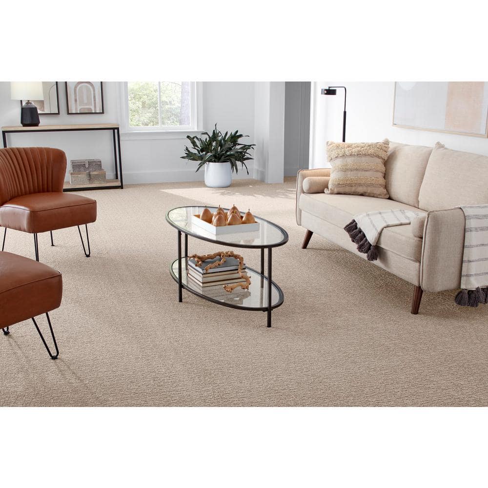 Twinkly Confection Sandy Beach Beige 45 oz. Triexta Installed Carpet - Hercitys