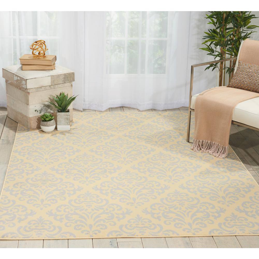 Grafix Cream 5 ft. x 7 ft. Floral Damask Transitional Area Rug - Hercitys
