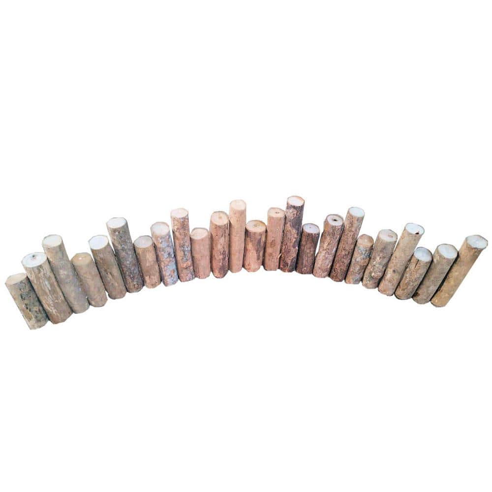 60 in. x 6 in., 8 in., 10 in. x 3 in. Uneven Top Tan Bark On Solid Teak Logwood Edging - Hercitys