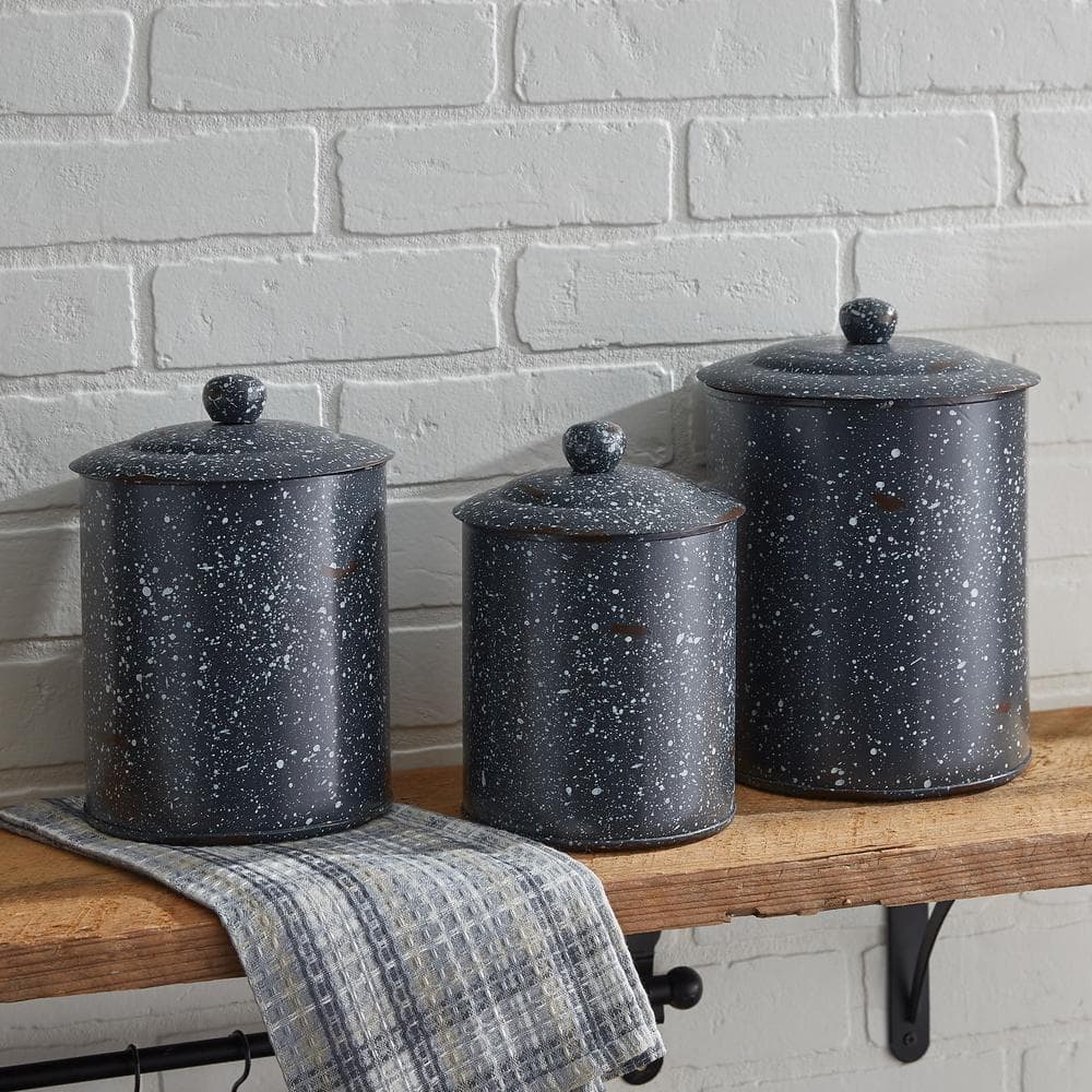 Granite Enamelware Metal Canisters Set Gray - Hercitys