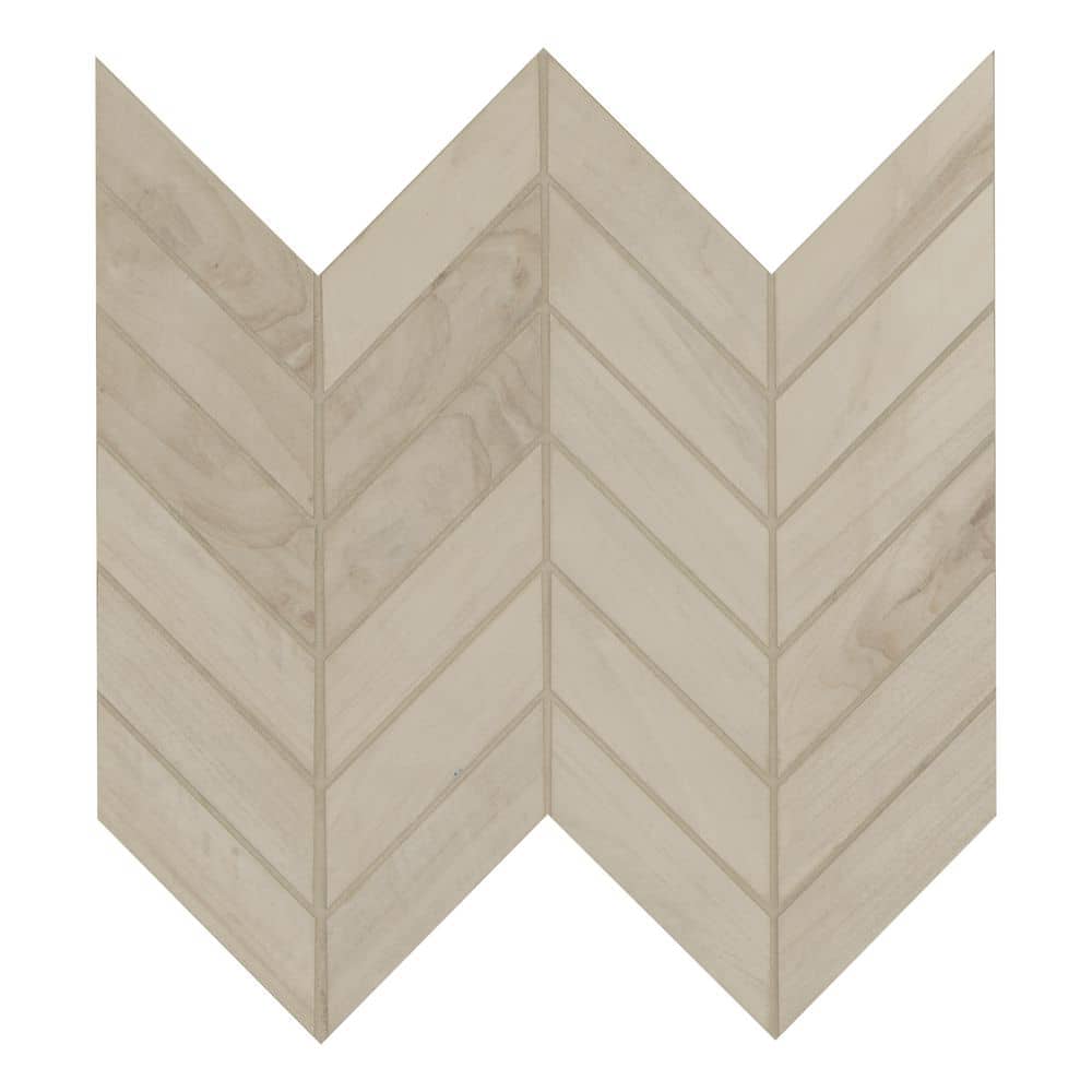 Havenwood Dove Chevron 12 in. x 15 in. x 0.31 in. Matte Porcelain Mesh-Mounted Mosaic Tile (320 sq.ft./Pallet) - Hercitys