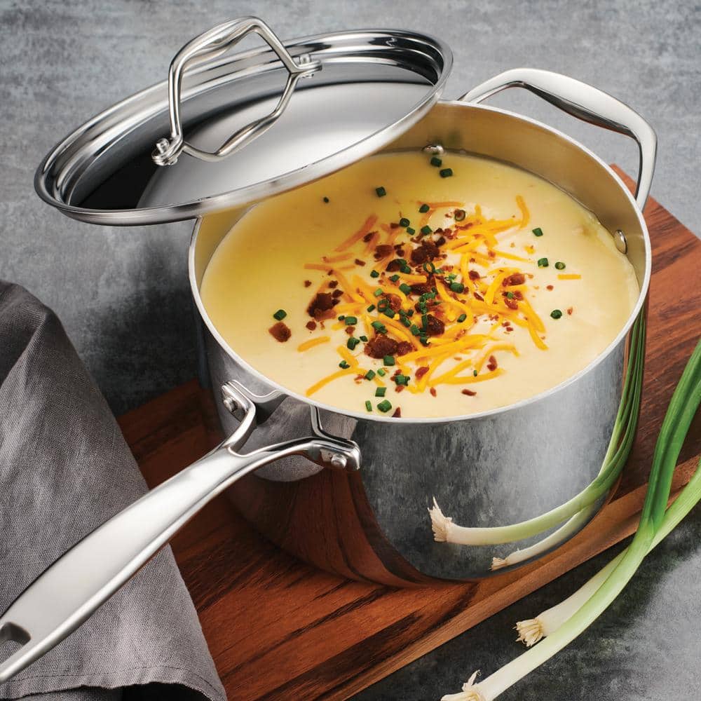 Gourmet 4 Qt. Tri-Ply Clad Saucepan with Lid - Hercitys