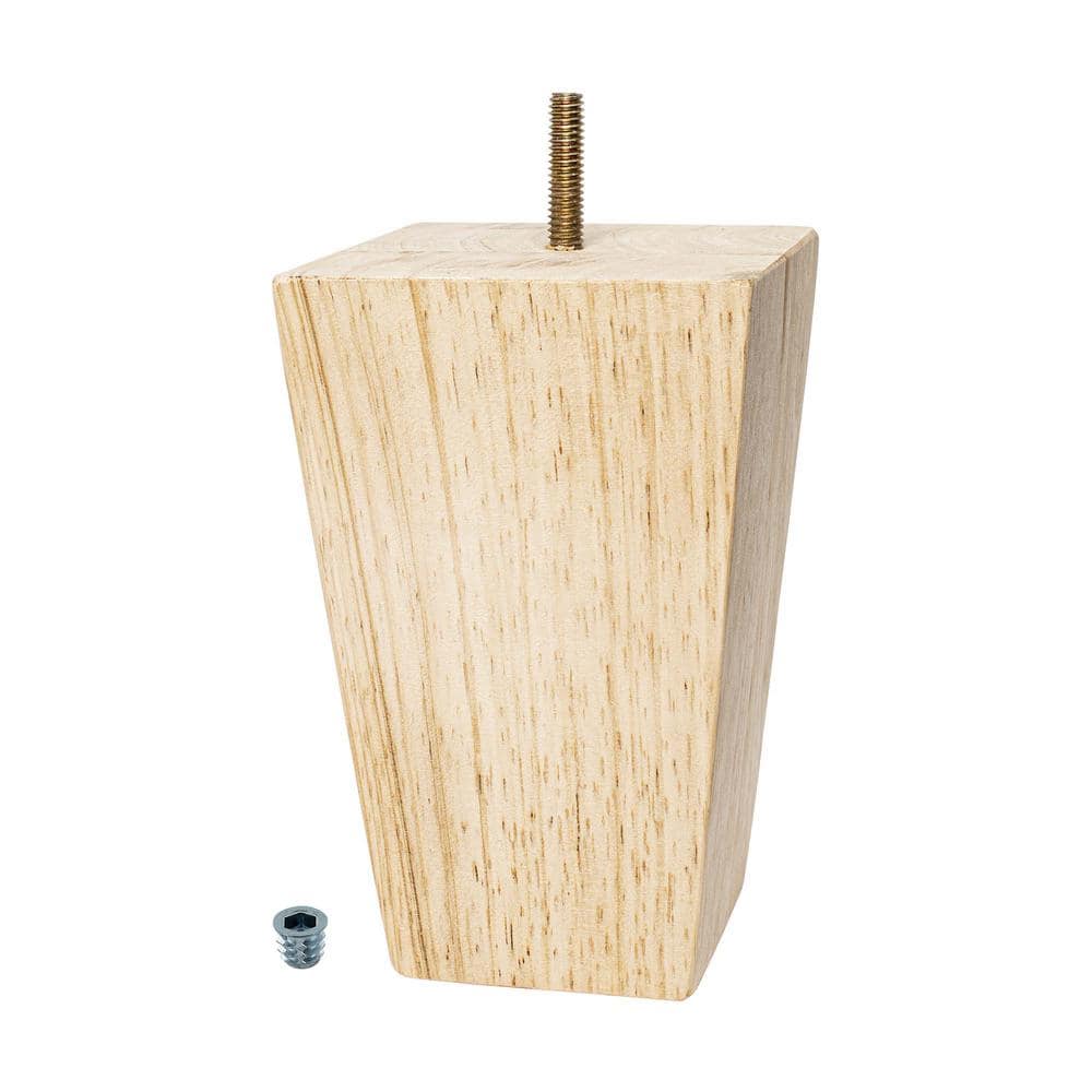 6 in. x 3-3/4 in. Unfinished Solid Hardwood Square Bun Foot - Hercitys