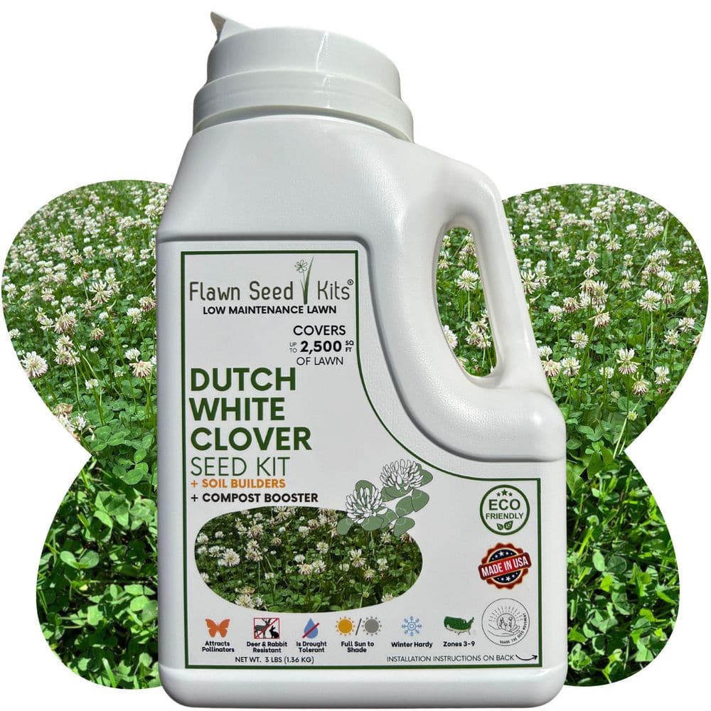 Dutch White Clover Flower Lawn Seed Kit, Easy Spread Shaker,Low Maintenance,Alt Ground Cover, Covers up to 2,500 sq. ft. - Hercitys