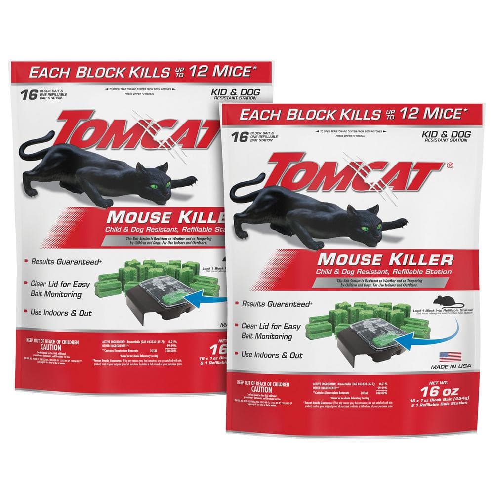 Mouse Killer Child/Dog Resistant Refillable Bait Station for Indoor/Outdoor, 1-Station and 16-Poison Refills (2-Pack) - Hercitys