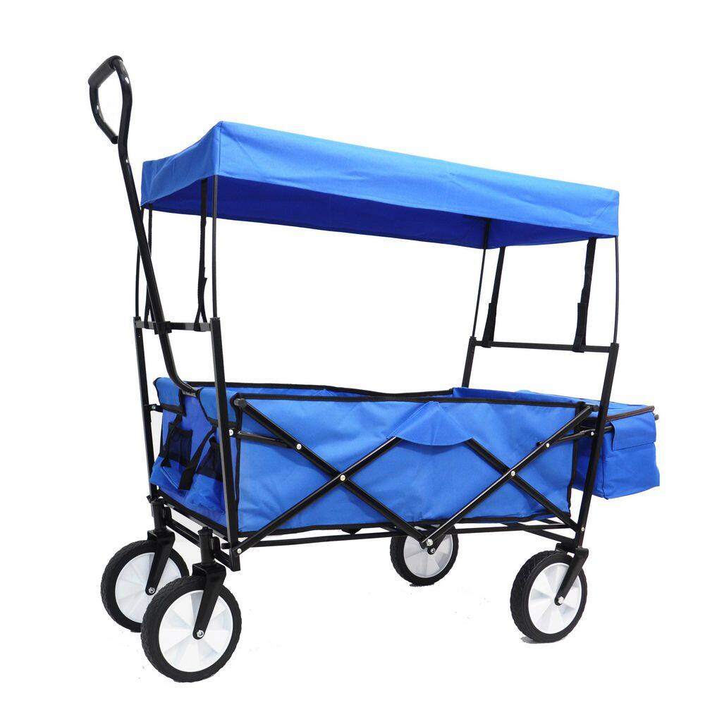 Belle Garden Shopping Folding Wagon Beach Cart in Blue - Hercitys