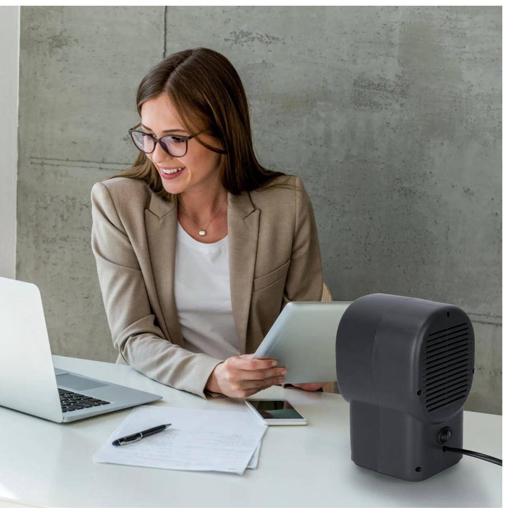 Portable Mini Desktop Electric Fan Heater, Convection Type, 500-Watt Energy-Saving, Personal Small Space for Home, Black - Hercitys