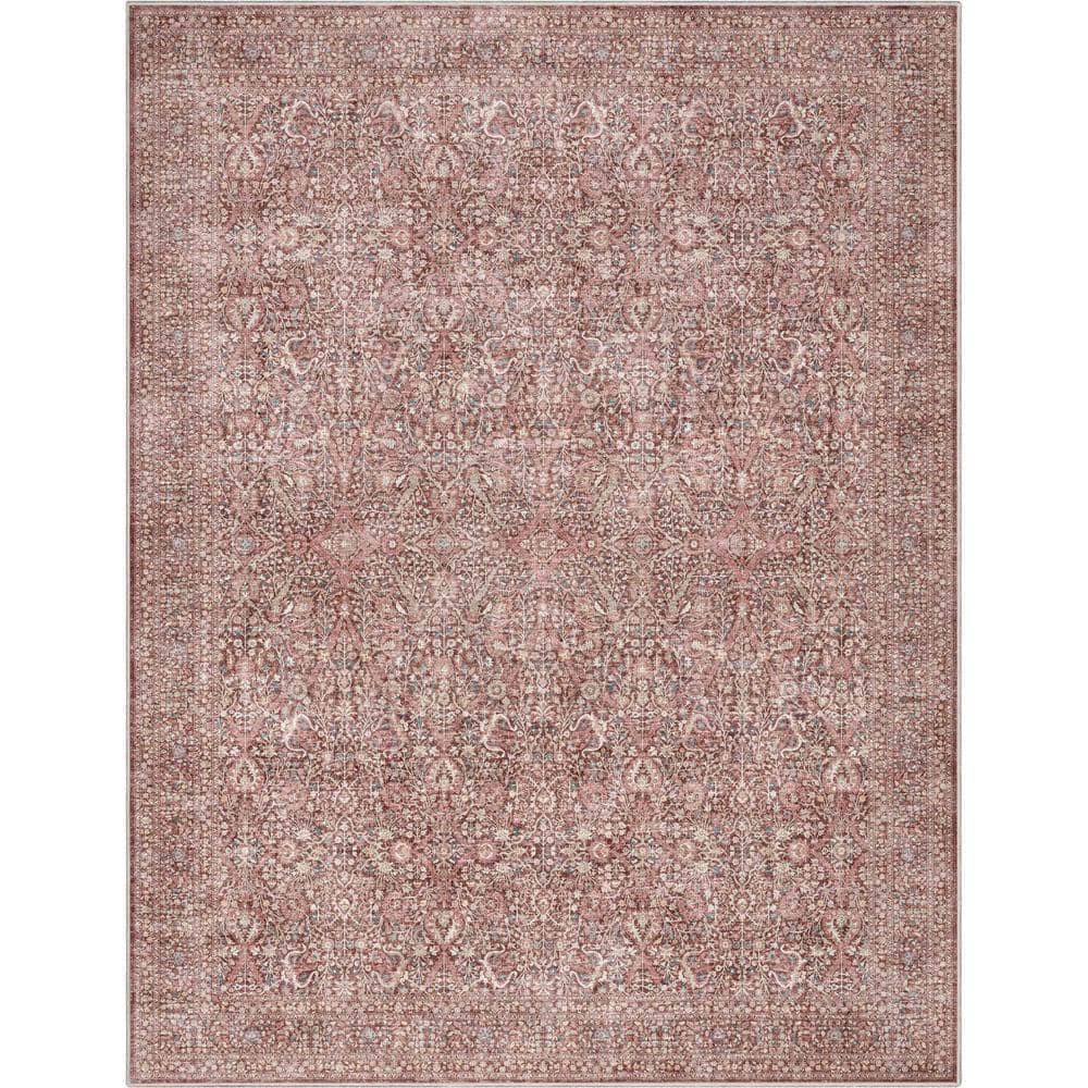 Red 5 ft. 3 in. x 7 ft. 3 in. Flat-Weave Asha Isolde Vintage Oriental Botanical Area Rug - Hercitys