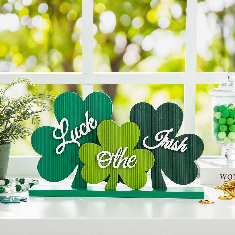 9.5 in. H St.Patrick’s Wooden Shamrocks Table decor - Hercitys