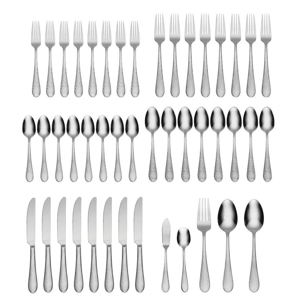 Tibet 45-Piece Silver 18/0 Stainless Steel Flatware Set (Service for 8) - Hercitys