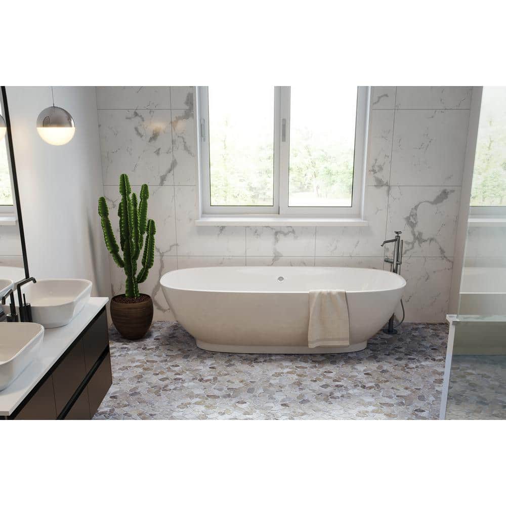 Fit Ash Grey 11 in. x 11 in. x 9.5 mm Indonesian Marble Mesh-Mounted Mosaic Tile (9.28 sq. ft./case) - Hercitys