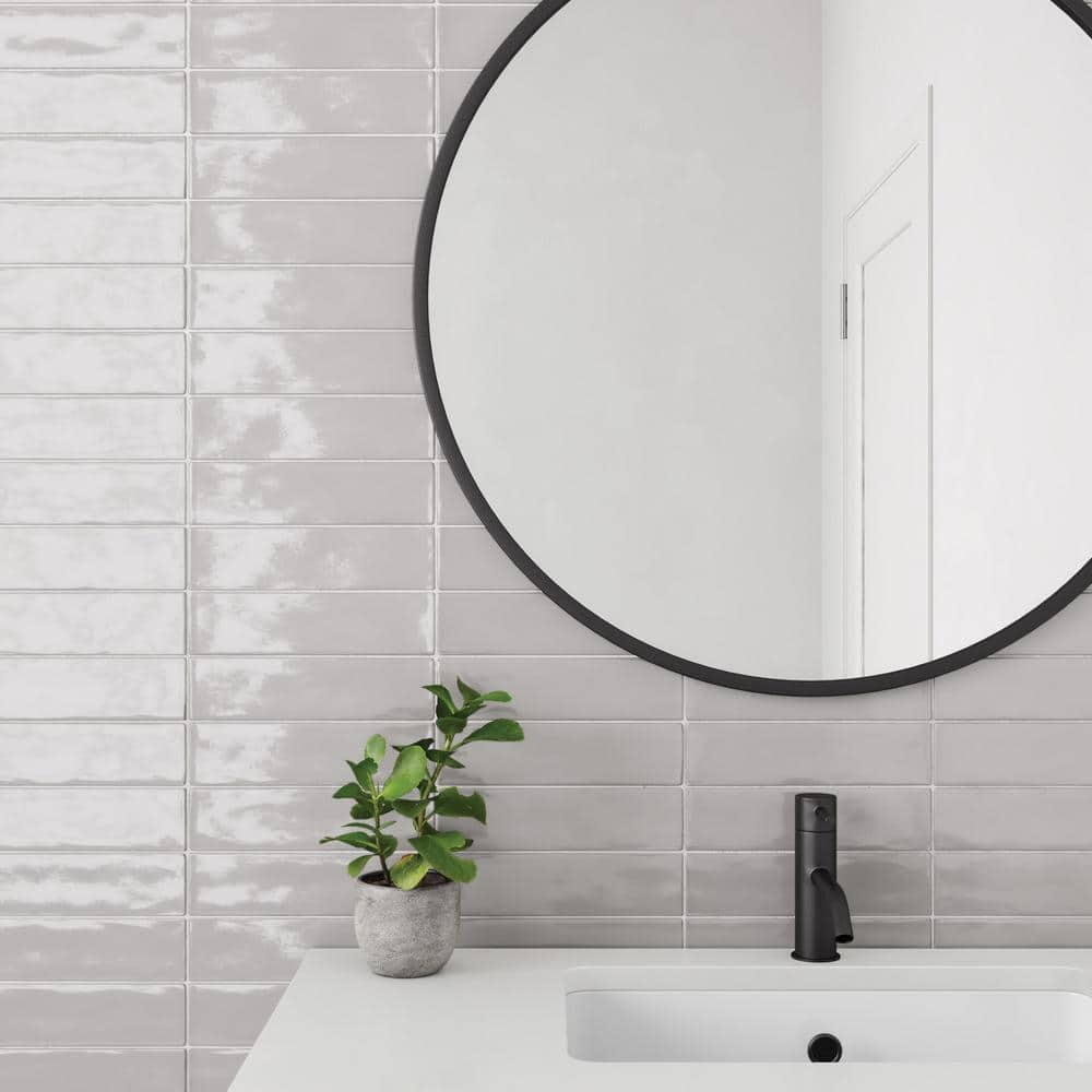 Clara Rectangle 2 in. x 11 in. Glossy Grey Porcelain Floor Tile (5.71 sq. ft./Case) - Hercitys