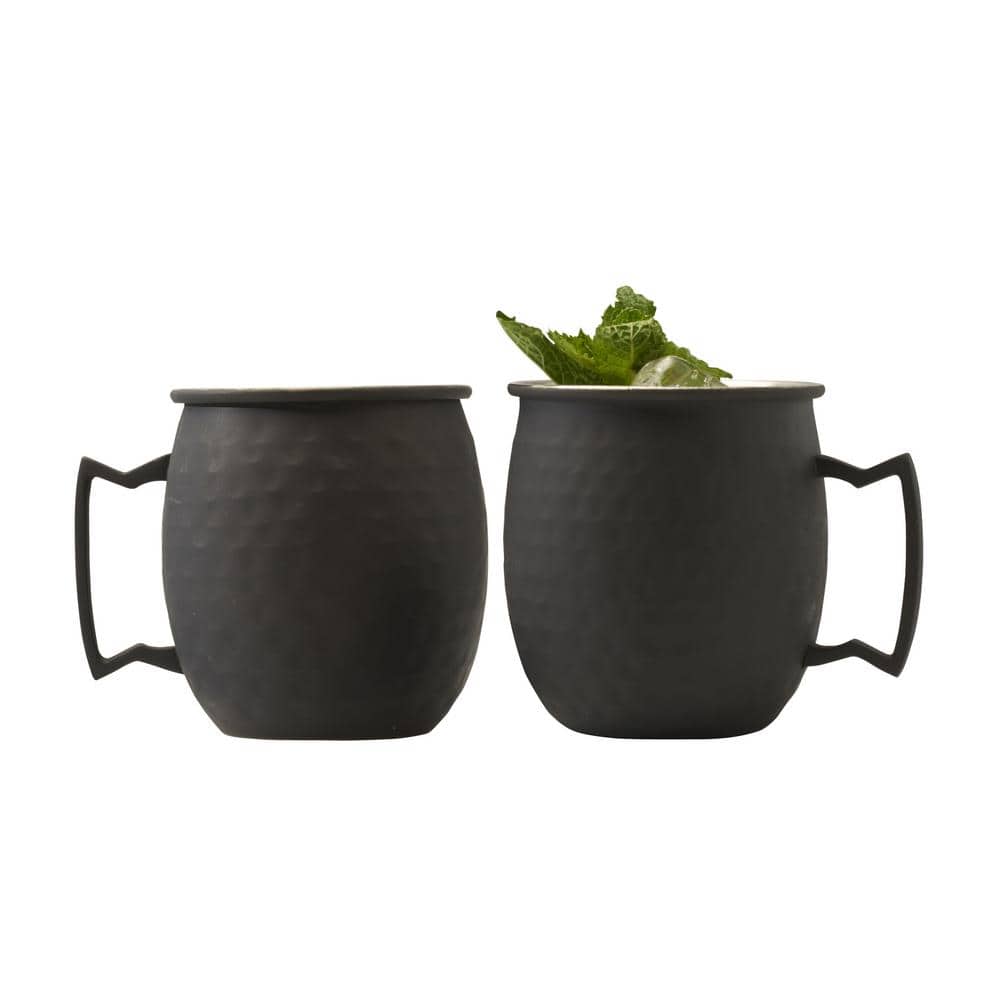 Noir 18-oz Hammered Mule Mug, Set of 2, Black - Hercitys
