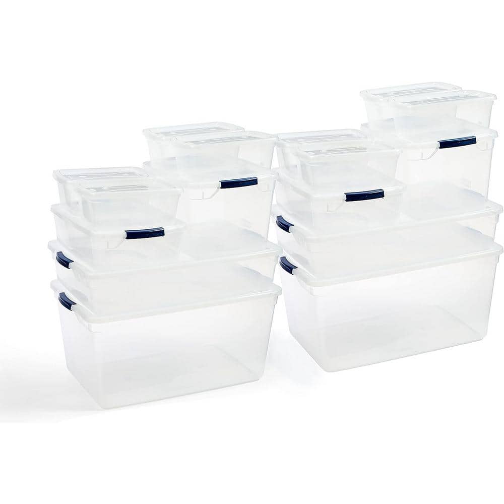 Cleverstore Clear Variety Pack Storage Totes, 16-Pack - Hercitys
