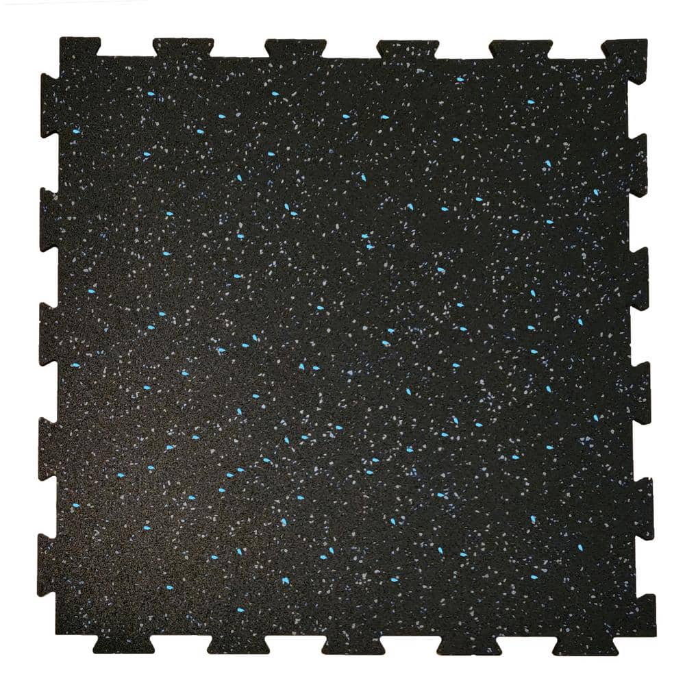 Pro Series Grey/Blue-DDE 6 mm 24 in. W x 24 in. L Interlocking Rubber Tile Box of 10 (40 sq. ft.) - Hercitys