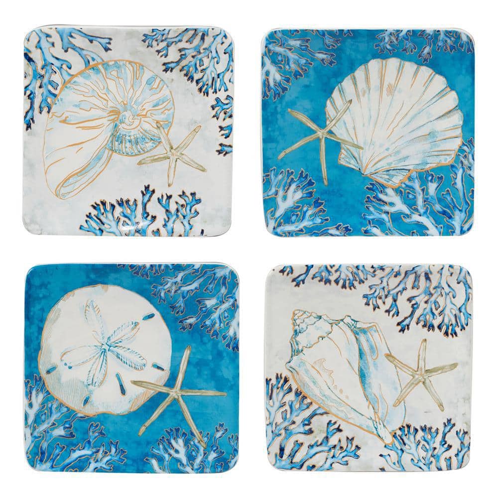 Playa Shells 6 in. Multicolored Canape Plates (Set of 4) - Hercitys
