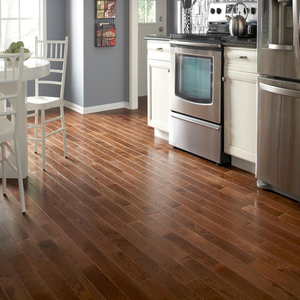 Provincial Red Oak 3/8 in. T x 3 in. W Tongue and Groove Wire Brushed Engineered Hardwood Flooring (25.5 sq. ft./Case) - Hercitys