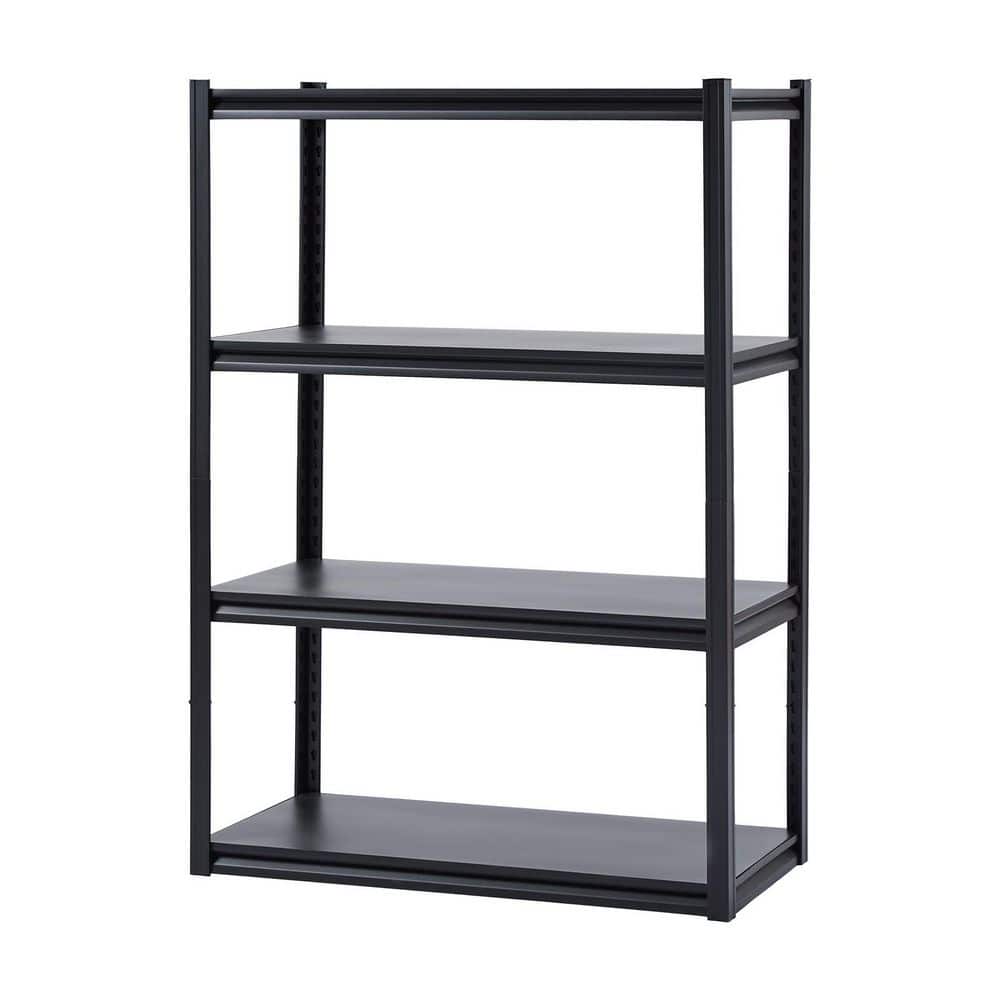 Steel Storage Shelves, 2400 lbs., 4 Tier Garage Storage Shelving, 20in. D x 40in. W x 57in. H Adjustable Black Shelves - Hercitys