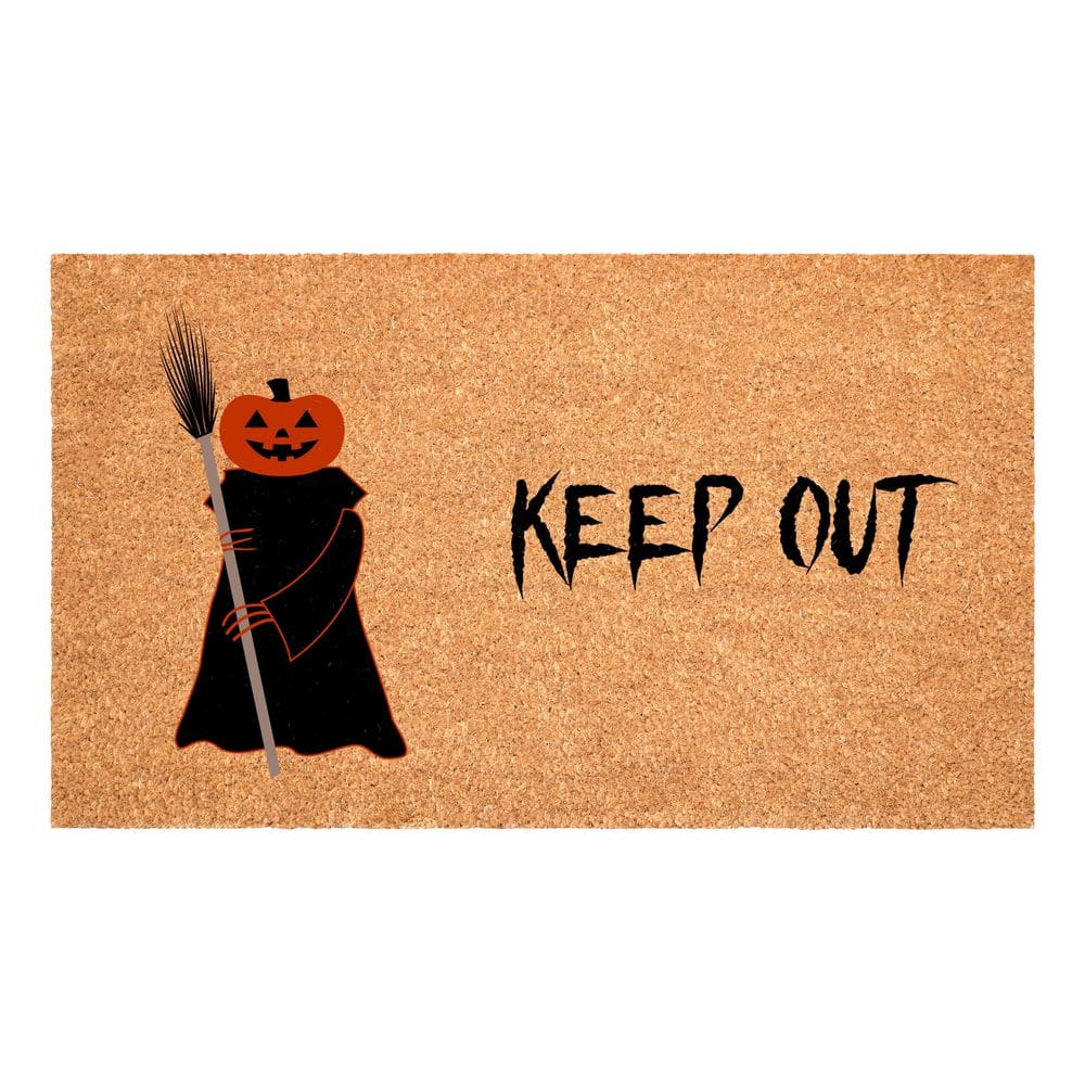 Scary Pumpkin Keep Out 17 in. x 29 in. MulticoloredIndoor/Outdoor Doormat - Hercitys