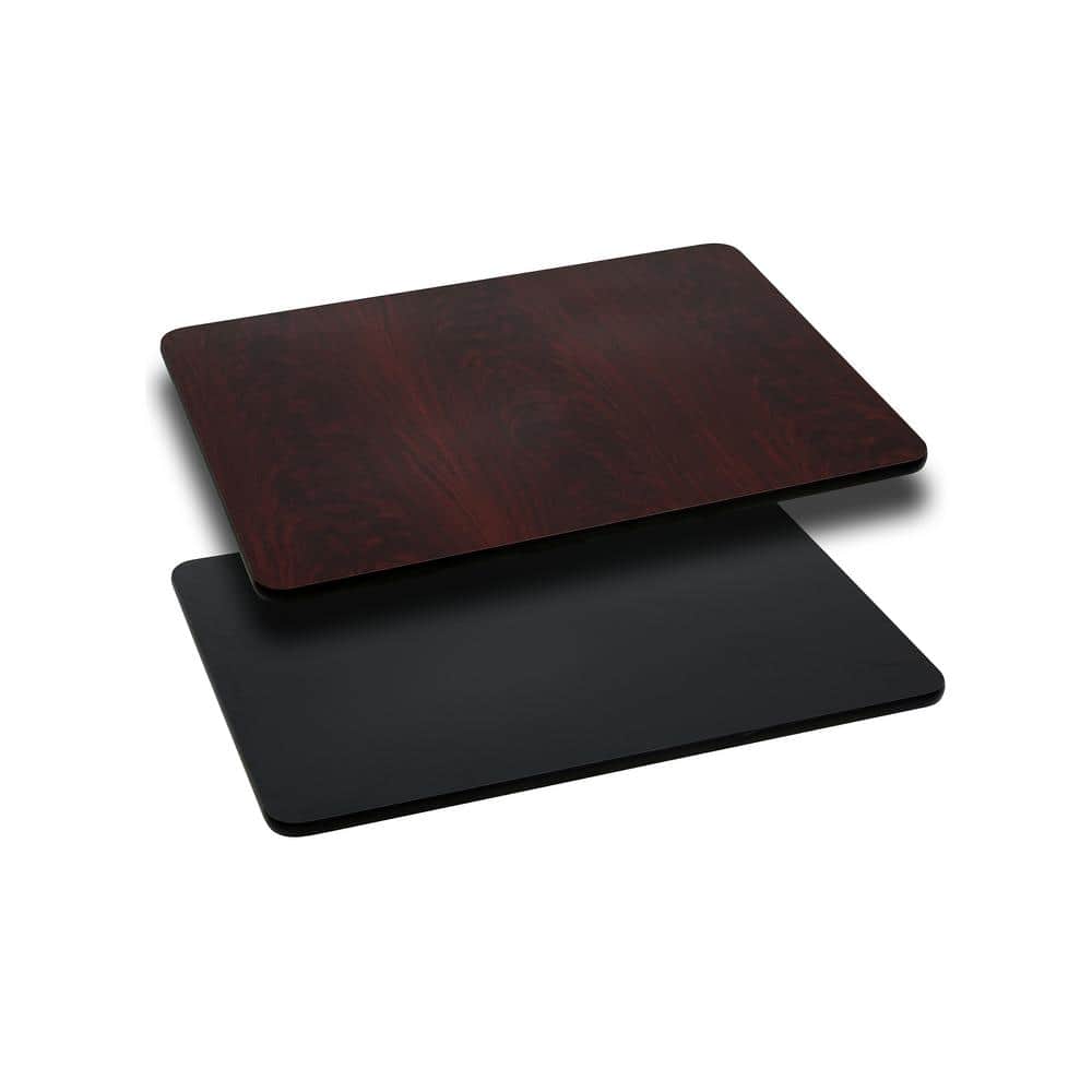Glenbrook 24 in. x 30 in. Black or Mahogany Reversible Laminate Rectangle Table Top - Hercitys