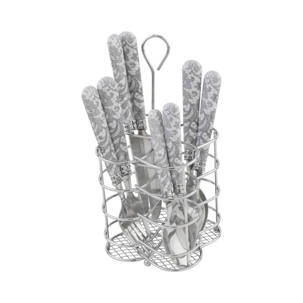 Bistro 16-Piece Lace Overlay Stainless Steel Flatware Set (Service for 4) - Hercitys