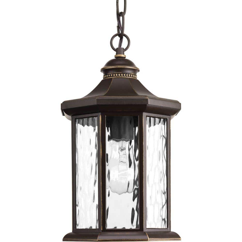 Edition Collection 1-Light Antique Bronze Water Glass Traditional Outdoor Hanging Lantern Light - Hercitys