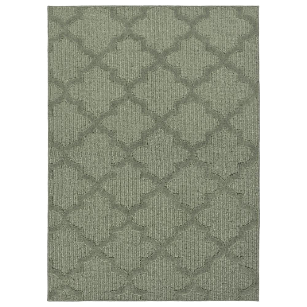 Quatro Sage 5 Ft. x 7 Ft. Quatrefoil Polypropylene Rectangle Area Rug - Hercitys