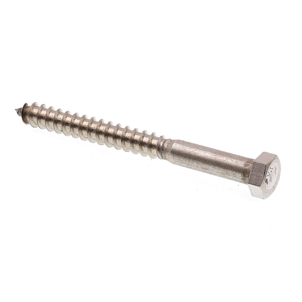 Grade 18 to 8 Stainless Steel 3/8 in. x 4 in. External Hex Lag Screws (15-Pack) - Hercitys
