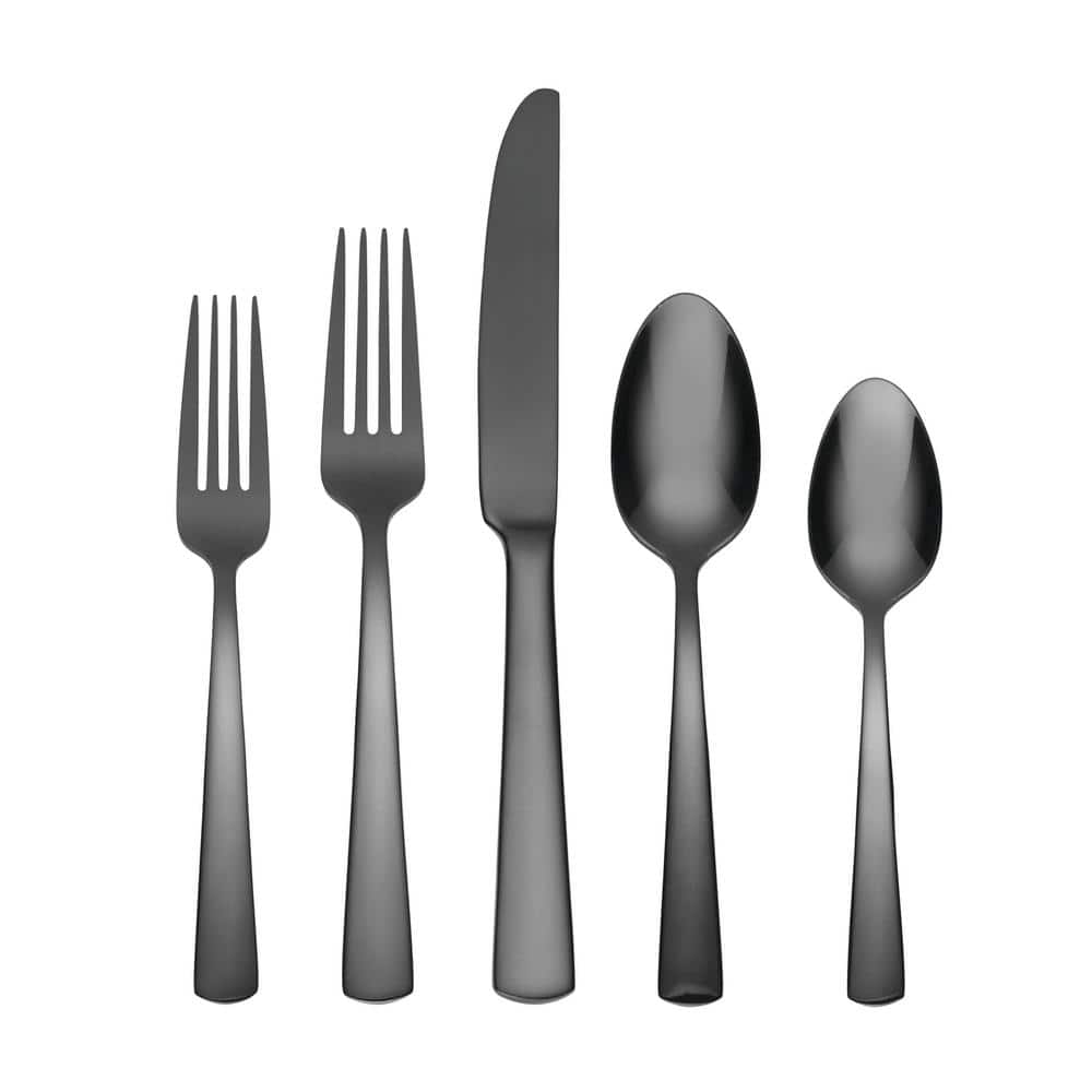 Aptitude 20-Piece Black 18/0-Stainless Steel Flatware Set (Service For 4) - Hercitys