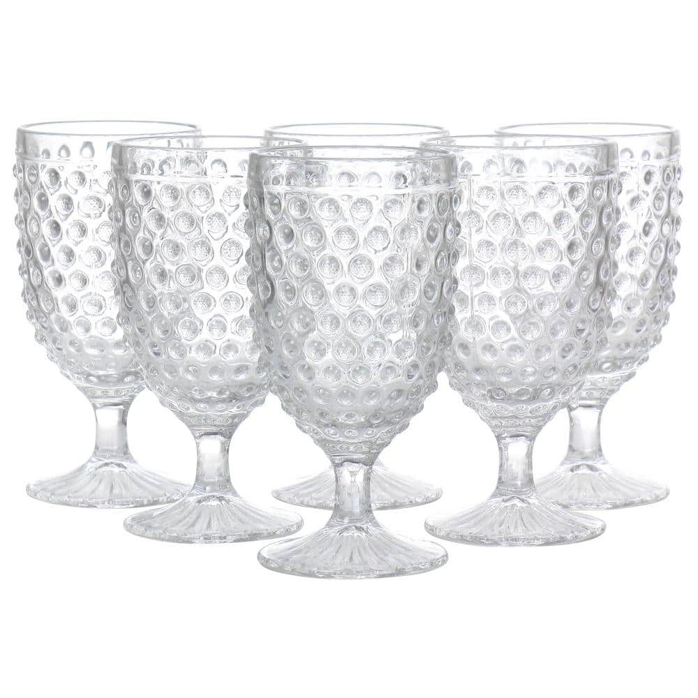 6 Piece 14.2 oz. Clear glass Hobnail Goblet Drinkware Set - Hercitys