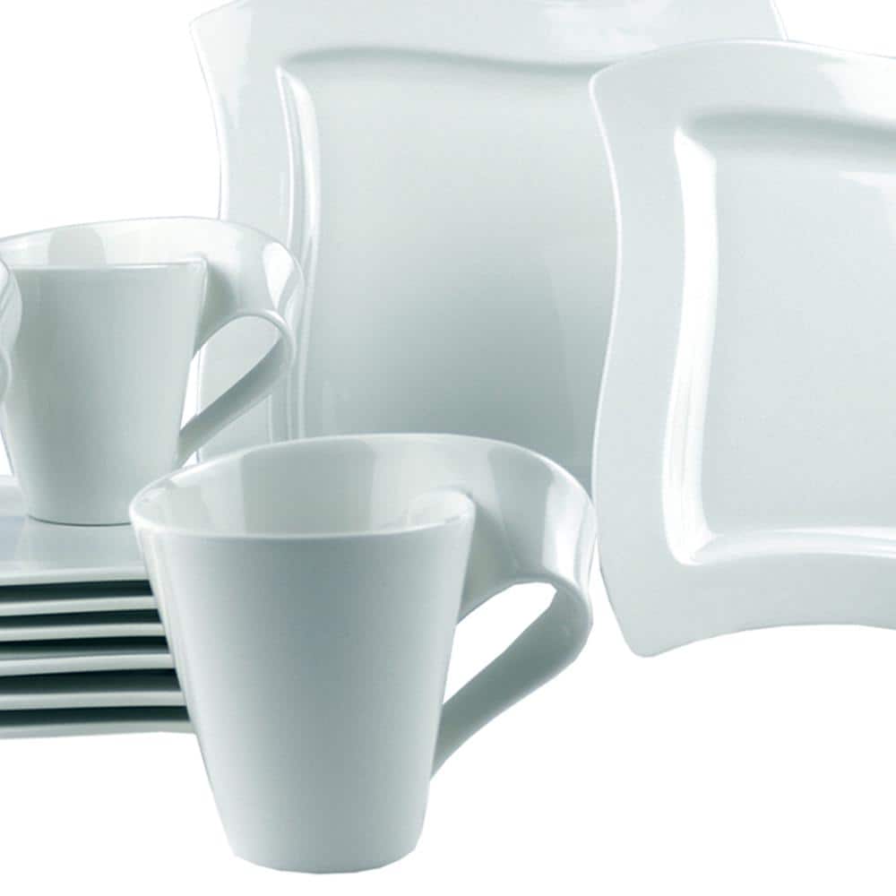 New Wave 12-Piece Modern Glazed Porcelain Dinnerware Set (Service for 4) - Hercitys