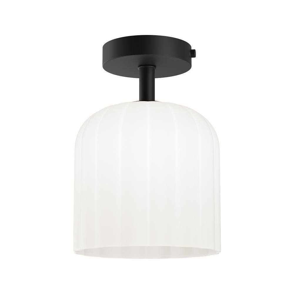 Parkmont 8 in. Plug and Play 1-Light Matte Black Semi Flush Mount with SkyPlug - Hercitys