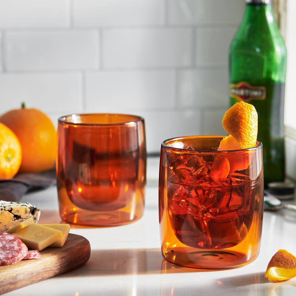 Sorrento 2-pc Double-Wall Tumbler Glass Set – Amber - Hercitys